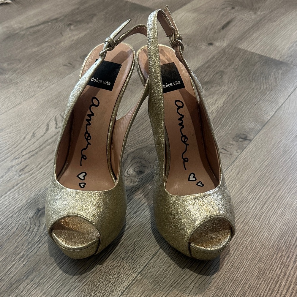 Dolce Vita Metallic Gold Slingback Heels